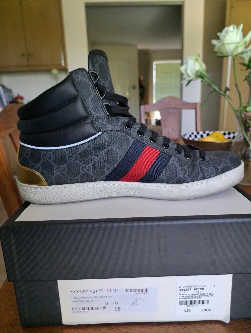Gucci Ace High Top Sneakers (Authentic)